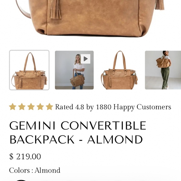 White Elm Gemini Convertible Backpack Almond - Picture 10 of 11
